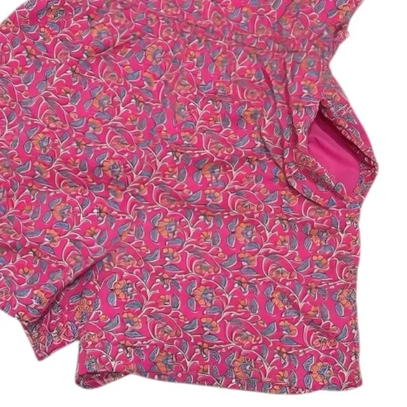 J.Crew Embroidered Romper Women’s Sz 8 Pink Vines Block Print Raglan Puff Sleeve - Picture 10 of 16